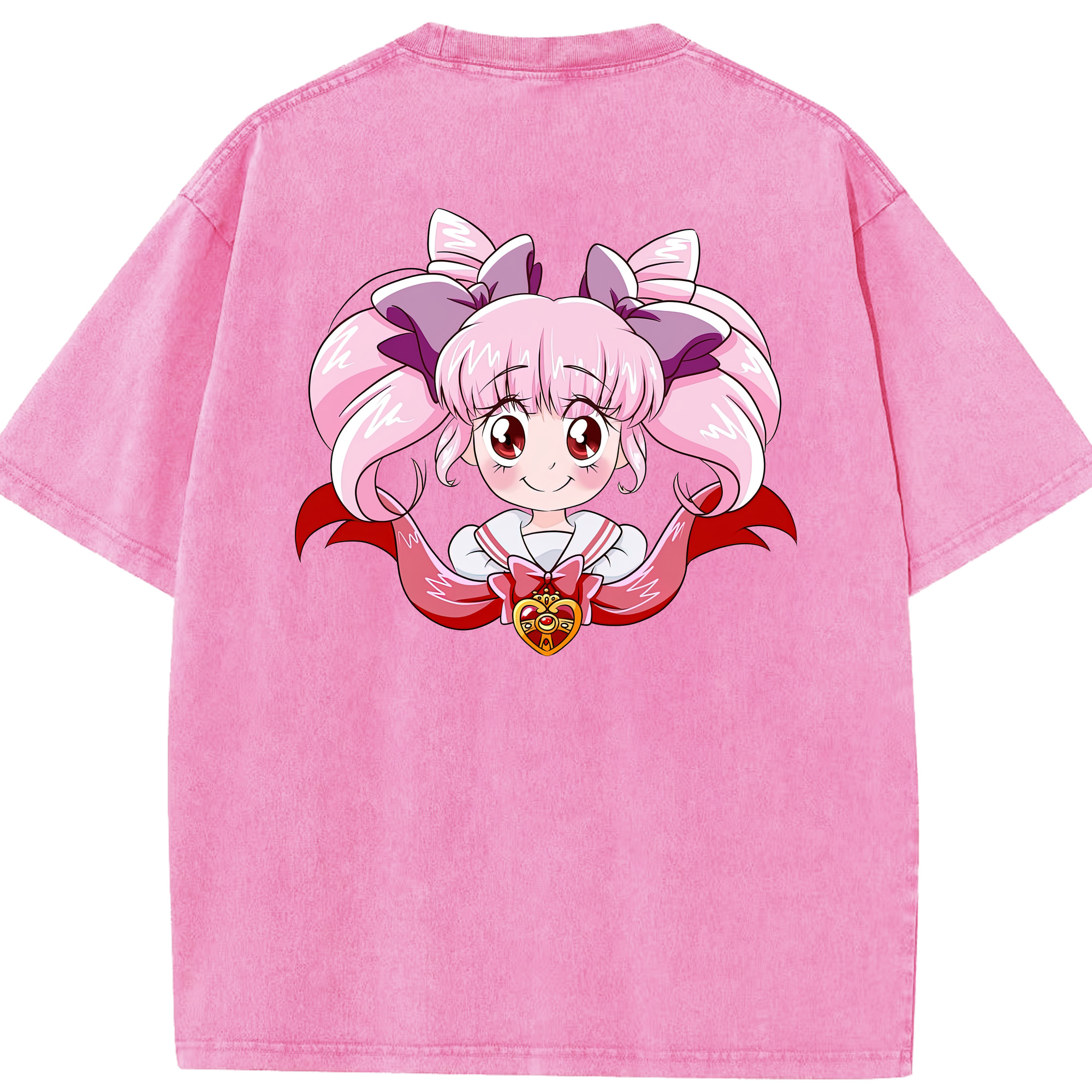 （画像用） 美少女戦士セーラームーン ちびうさ Sailor Moon Chibiusa Tsukino Usagi Small Lady Serenity 綿100% ヴィンテージ風 半袖Tシャツ（背面プリント）